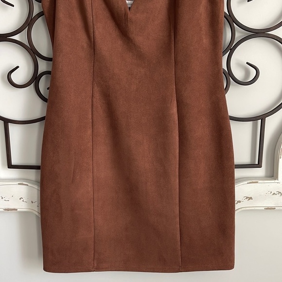 BAILEY BLUE THREE SISTERS LA MICROSUEDE MINI DRESS BROWN SIZE LARGE - Picture 3 of 7